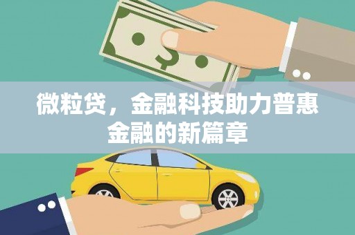 临武微粒贷，金融科技助力普惠金融的新篇章