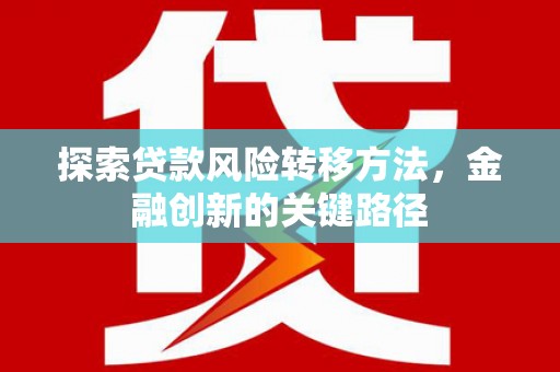 临武探索贷款风险转移方法，金融创新的关键路径